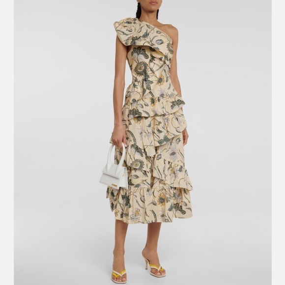 Ulla Johnson Ondine Cotton Poplin One-Shoulder Ruffle Dress Size L NEW - Picture 6 of 10